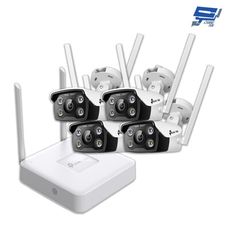 TP-LINK 昌運監視器組合 NVR1108H-W 8路主機+C340-W 400萬全彩攝影機*4