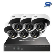 TP-LINK 昌運監視器組合 VIGI NVR1008H-8MP主機+2MP全彩球型網路攝影機*6