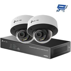 TP-LINK 昌運監視器組合 VIGI NVR1004H-4P主機+8MP全彩球型網路攝影機*2
