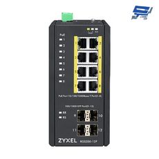 昌運監視器 ZYXEL 合勤 RGS200-12P 12埠 GbE網管型PoE交換器100/1000