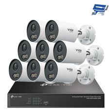 TP-LINK 昌運監視器組合 VIGI NVR1008H-8MP主機+2MP全彩槍型網路攝影機*8