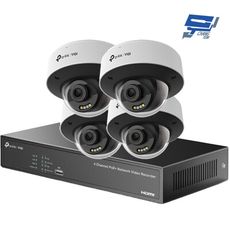 TP-LINK 昌運監視器組合 NVR1004H-4P 4路主機+4MP 全彩球型網路攝影機*4