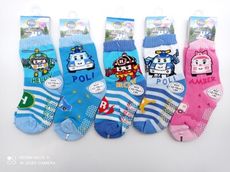 波力POLI兒童襪子/台灣製1/2高棉質止滑兒童襪12-16cm  五雙組 授權雷標