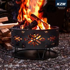 KZM KAZMI 風格圓型柴火爐 露營焚火台 柴爐燒烤爐 黑鐵營火台 柴火爐 焚火架
