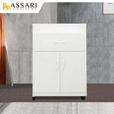 ASSARI-防潮防蛀塑鋼緩衝雙門一抽碗盤櫃-附輪(寬64x深42x高88cm)