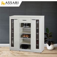 ASSARI-水洗塑鋼緩衝中半開雙門一抽鞋櫃(寬105深37高112cm)