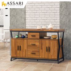 ASSARI-工業風木心板5尺餐櫃(寬150x深40x高82cm)