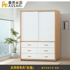 ASSARI-溫妮雙色5尺推門衣櫃(寬152x深60x高198cm)