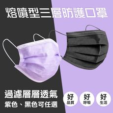 三層熔噴布黑紫高品質一次性防護口罩(紫色)(中國生產-台灣廠監製)品質把關