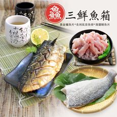 【樂鮮本舖】3種好魚三好魚箱(金目鱸魚片*2+去刺虱目魚柳 *2+挪威薄鹽鯖魚片*2)