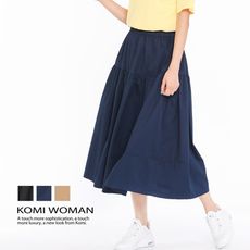 【KOMI】棉鬆緊荷葉長裙‧三色