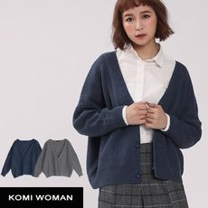 【KOMI】V領寬版針織毛衣外套‧二色