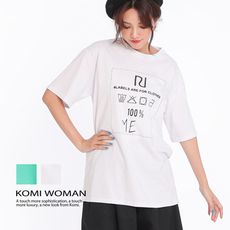 【KOMI】100%洗標印圖棉T‧二色