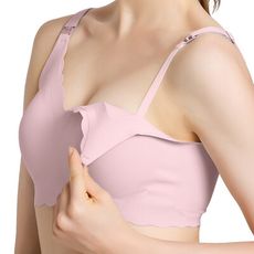 momMe 無痕無鋼圈哺乳內衣(粉)