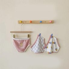 ZYZ 女童三角內褲3入組-小熊格紋