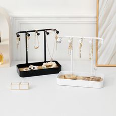 日式5勾桌面玄關首飾盒 展示架 鑰匙架 桌面收納 掛架 耳環飾品收納