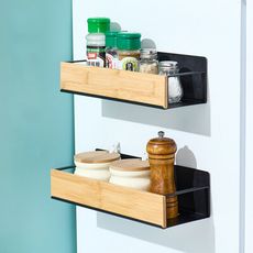 日式木紋冰箱磁吸置物架 壁掛收納 磁鐵冰箱架 側掛 調味料架