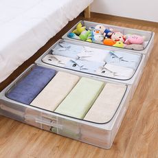 2入組 超大容量透明折疊床下收納箱(超大款80cm) 床底整理 層櫃收納 衣物玩具整理