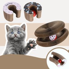 貓咪百變趣味軌道球玩具 貓玩具 瓦楞紙 貓抓板 鈴鐺玩具 魔術風琴 寵物互動玩具