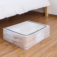 2入組 大容量透明折疊床下收納箱(一般款50cm) 床底整理 層櫃收納 衣物玩具整理