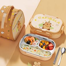 日系素面動物316不鏽鋼二格三格保溫便當盒 (附餐具+袋) 飯盒 餐盒 開學必備 便當袋 學生上班專