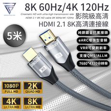 【F.C】HDMI2.1 8K高清連接線【5米規格】8K60Hz/4K120H 支援投影機