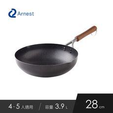 日本Arnest  武 Rn 和網紋輕量雙口鐵炒鍋-28cm(不挑爐具、日本燕三條職人打造，北海道梣