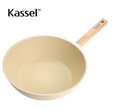 贈木鏟-韓國Kassel 珍珠陶瓷深型不沾炒鍋-28cm(瓦斯爐、電磁爐適用款)