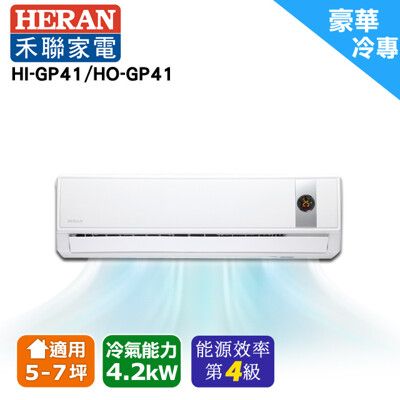 【HERAN 禾聯】6-8坪 R32 五級變頻冷專分離式空調(HI-GP41/HO-GP41)