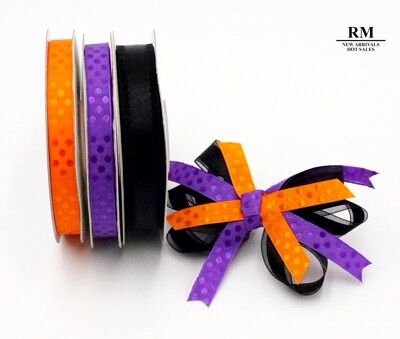 <特惠套組>經典萬聖節配色緞帶三套組 橘色 黑色 紫色