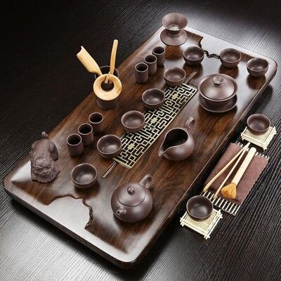 【居家家】家用辦公茶台 整套功夫陶瓷茶具 茶海/茶托/茶盤排水式套裝 茶具組