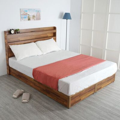 YoStyle 宮野日式床組-單人3.5尺(二色) 單人床台 單人床 床頭片 附插座
