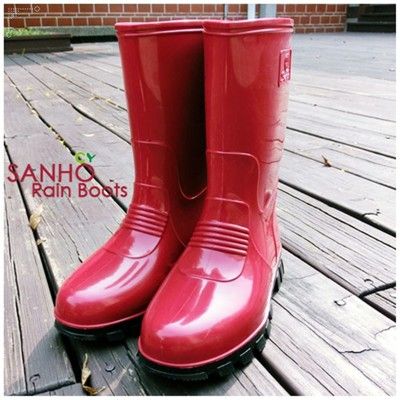 【Sanho 三和牌】MIT雅式半筒雨鞋/雨靴 休閒防水鞋(紅色/台灣製造 現貨)