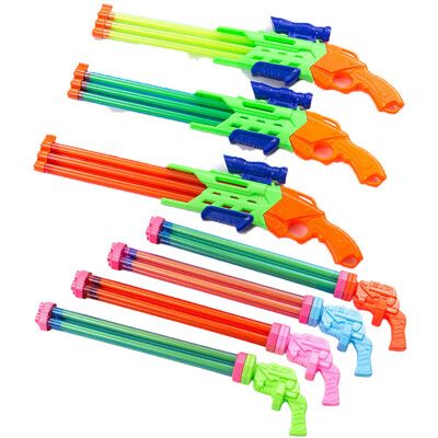 抽拉式水槍  四管 玩具水槍 抽拉 水槍大戰 噴水槍 玩水玩具 夏天 戲水玩具 手動式 吸水槍