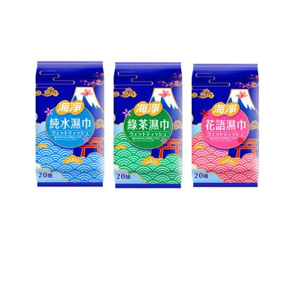 海淨 濕紙巾20抽 純水/綠茶/花語