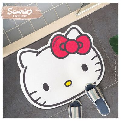 三麗鷗Sanrio  Hello Kitty 凱蒂貓大臉造型珪藻土地墊【收納王妃】