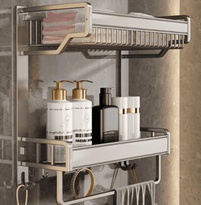 家用浴室毛巾架 衛生間置物架 壹體免打孔壁挂 浴室廁所衛浴套裝太空鋁浴巾架