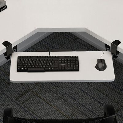 免打孔鍵盤托架 桌面夾桌置物架 電腦支架鼠標鍵盤收納架 滑軌鍵盤架旋轉款65*25cm