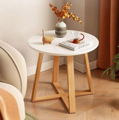 原木茶幾小戶型圓形小茶幾實木桌腿 茶幾桌 客廳家用簡約飄窗小桌子