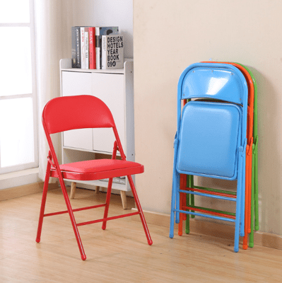 家用簡易凳子靠背椅 便攜折疊椅子 辦公椅 加厚鋼管會議椅 雙層海綿電腦椅餐椅