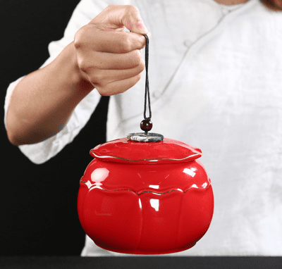蓮花罐 陶瓷茶葉罐 大號密封罐 家用紅綠茶包裝禮盒 防潮儲物存茶罐 850ml
