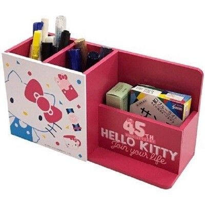 【正版授權】【Hello Kitty】 木製繽紛筆筒盒 桌上收納盒 KT-630092