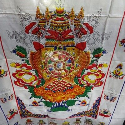 西藏式佛教十相自在八吉祥八寶衛生間臥室玄關廚房廁所隔斷布藝風水門簾 -