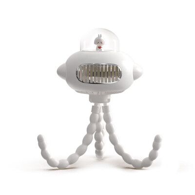 【居家寶盒】夜燈八爪魚無葉風扇 嬰兒車電風扇 水母變形卡通折疊USB充電無葉寶寶扇 便攜推車風扇