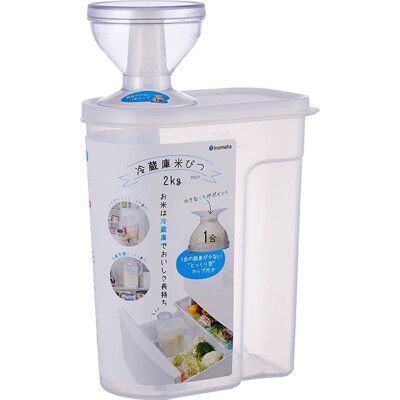 【居家寶盒】日本製 2kg冷藏庫米桶容器附量杯蓋 米桶 收納罐 防潮密封罐 冰箱保鮮罐