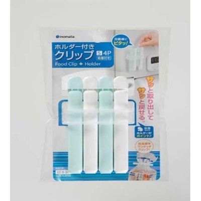 居家寶盒【SV8083】日本製 藍白保鮮密封棒 封口夾 密封夾掛式吸盤收納夾 (4入)
