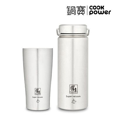 CookPower鍋寶 316不鏽鋼內陶瓷保溫杯瓶二件組