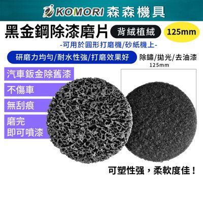 【Komori森森機具】現貨黑金鋼研磨片 背絨植絨 125mm 乳膠漆 打磨機砂紙機 打磨片 拋光片