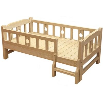【SIDIS】實木兒童床180+純乳膠床墊(安全無漆/全實木/加粗腳柱/高護欄)嬰兒床/幼童床
