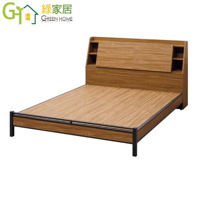 【綠家居】喬治 時尚6尺雙人加大床台(可掀式床枕板＋開放層格)